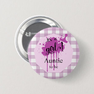 Es ist ein Mädchen! Pastel Lila Gingham Auntie-to- Button