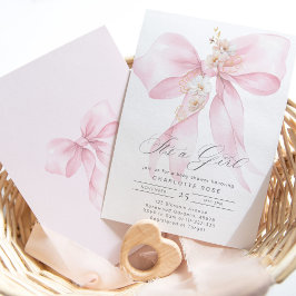Es ist ein Mädchen Pink Bow Baby Dusche Einladung