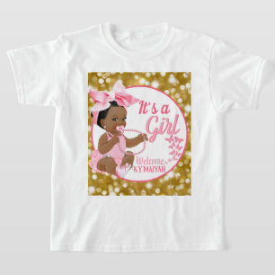 Es ist ein Mädchen Pink & Gold Ethnic Baby Dusche T-Shirt