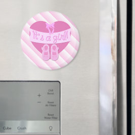 Es ist ein Mädchen Pink Heart Bow Shoes Baby Girl  Magnet