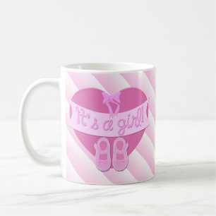 Es ist ein Mädchen Pink Heart Bow Shoes Baby Girl  Tasse