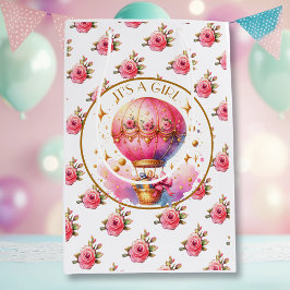 Es ist ein Mädchen | Pink Hot Air Ballon Babydusch Mittlere Geschenktüte
