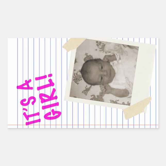 Es ist ein Mädchen Rechteckiger Aufkleber (Vorderseite)