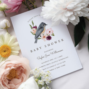 Es ist ein Mädchen Rosa Aquarell Blumen & Kleiner  Einladung