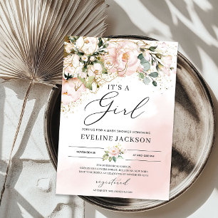 Es ist ein Mädchen rosa Blütendusche Einladung