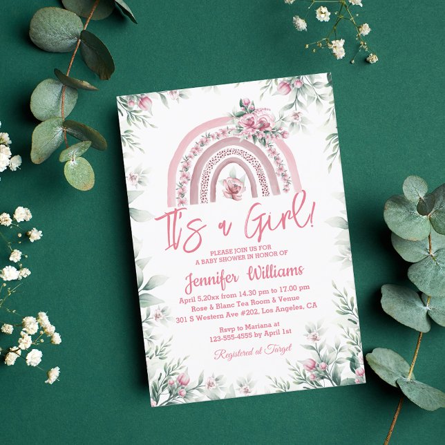 Es ist ein Mädchen rosa boho blumige Babydusche Re Einladung (Von Creator hochgeladen)