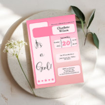 Es ist ein Mädchen! Rosa Farbverlauf Süße Babypart