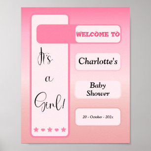 Es ist ein Mädchen! Rosa Farbverlauf Süße Babypart Poster
