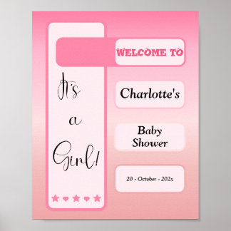 Es ist ein Mädchen! Rosa Farbverlauf Süße Babypart Poster