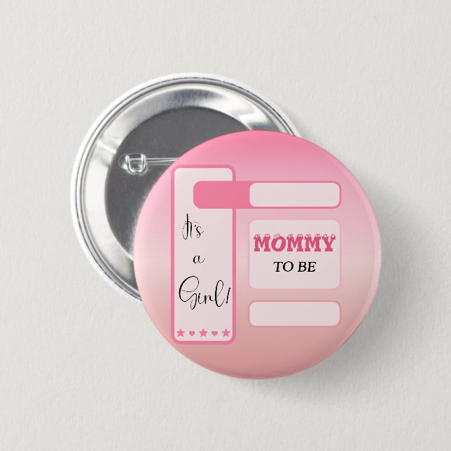Es ist ein Mädchen! Rosa Farbverlauf Süße werdende Button (Vorne & Hinten)