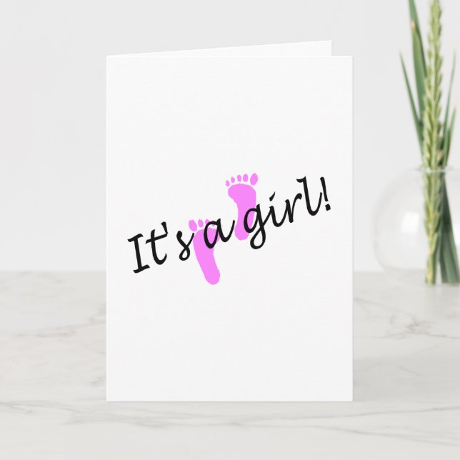 Es ist ein Mädchen (rosa Füße) Ankündigung (Vorderseite)