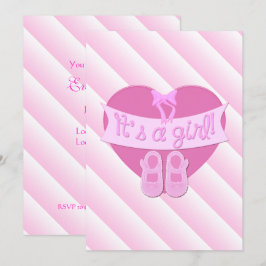 Es ist ein Mädchen rosa Heart Bow Schuhe Baby Dusc Einladung