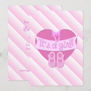 Es ist ein Mädchen rosa Heart Bow Schuhe Baby Dusc Einladung