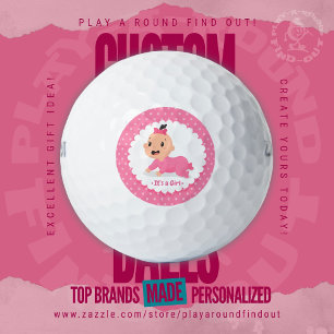 Es ist ein Mädchen Rosa Punkte Baby Shower Geschle Golfball