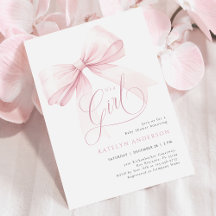 Es ist ein Mädchen Rosa Schleife Baby Shower
