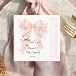 Es ist ein Mädchen Rosa Schleife Coquette Band Bab Serviette