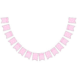 Es ist ein Mädchen! | Rosa Streifen & Herz Geburts Wimpelkette