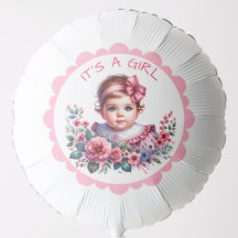 Es ist ein Mädchen | Rosa Vintage Babydusche