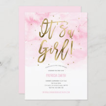 Es ist ein Mädchen, rosa, Wasserfarbe, Baby Girl D