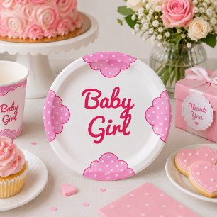 Es ist ein Mädchen Rosa Wolken Baby Mädchen Dusche Pappteller