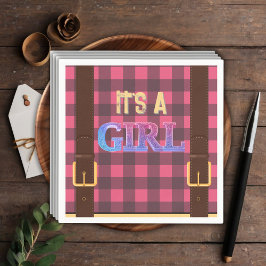 Es ist ein Mädchen Rustic Lumberjack Flannel Baby Serviette