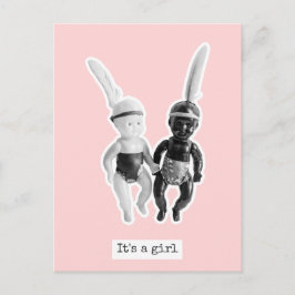 Es ist ein Mädchen - Schwarz-Weiß-Puppen-Indianer Postkarte