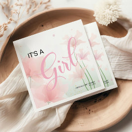 Es ist ein Mädchen Soft Blush Rosa Blumen Serviette