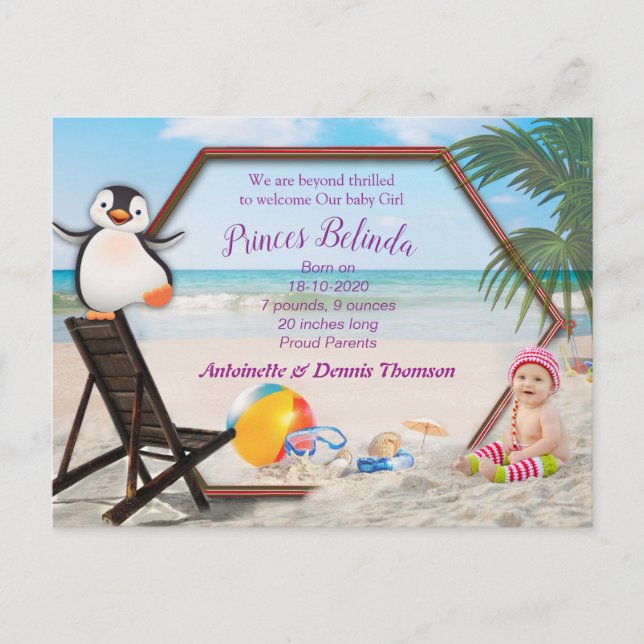 Es ist ein Mädchen - Sommerweihnachtskind Postkarte (Vorderseite)