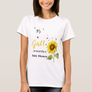 Es ist ein Mädchen! Sonnenblume mit Schmetterlings T-Shirt