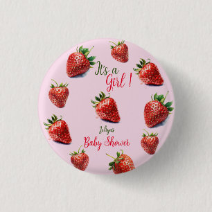 Es ist ein Mädchen Strawberry Babydusche Button