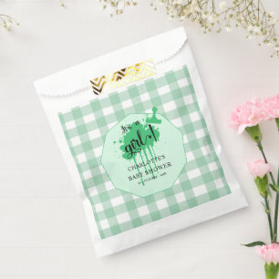 Es ist ein Mädchen Süße Pastellgrüne Gingham-Baby- Geschenktütchen
