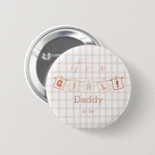 Es ist ein Mädchen Süßes Gingham Notedry werdender Button