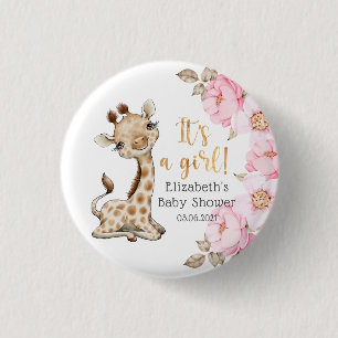 Es ist ein Mädchen! Sweet Giraffe Baby Dusche Button