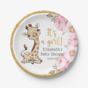 Es ist ein Mädchen! Sweet Giraffe Babydusche Papie Pappteller