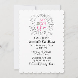 "Es ist ein Mädchen!" Tiara Baby Ankündigungen