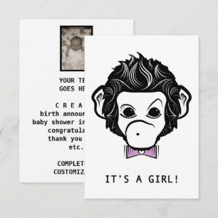Es ist ein Mädchen! Ungeheuer-Affe Einladung