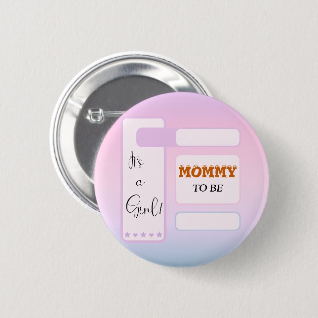 Es ist ein Mädchen! Violetter Gradient Süße werden Button (Vorne & Hinten)