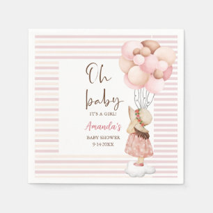 Es ist ein Mädchen Watercolor Baby Dusche Flying B Serviette