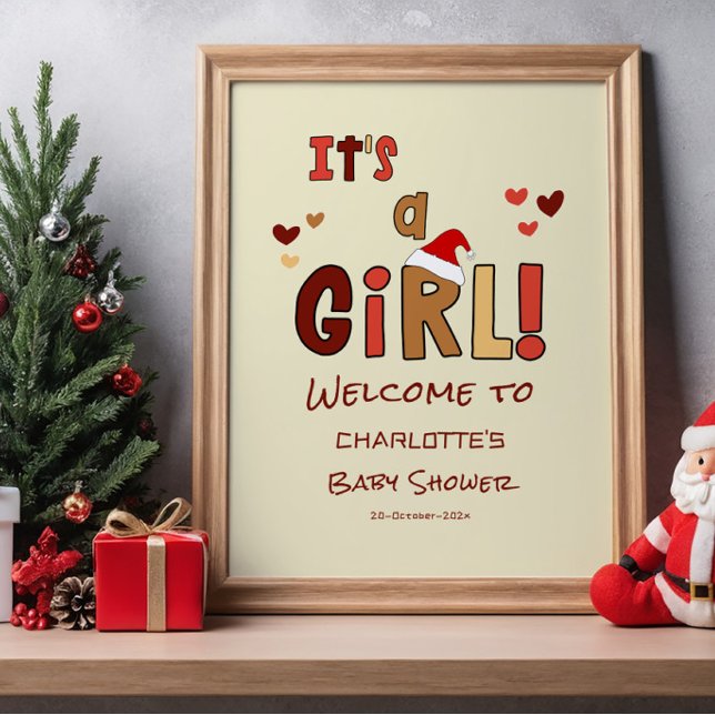 Es ist ein Mädchen! Weihnachts-Babyparty-Willkomme Poster (Von Creator hochgeladen)