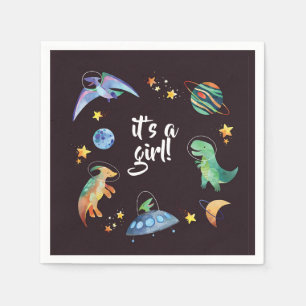 Es ist ein Mädchen Weltraum Dinosaurier Galaxy Bab Serviette