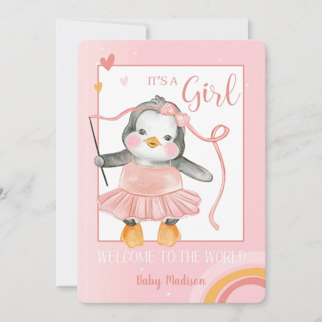 Es ist ein Mädchen - Willkommen zur Weltankündigun Einladung (Vorderseite)