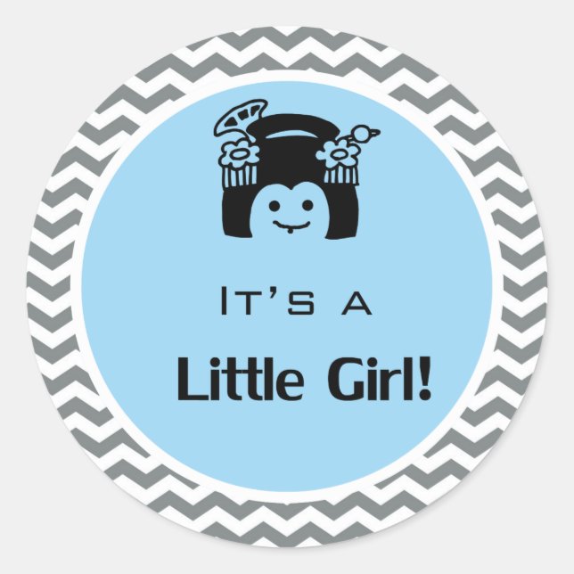 Es ist ein mädchenblaues, graues Zickzack Aufklebe Runder Aufkleber (Vorderseite)