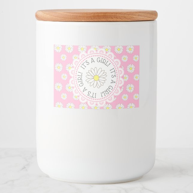 Es ist ein MÄDCHIESY Girl Baby Stower Flaschenetik Lebensmitteletikett (Vorderseite)