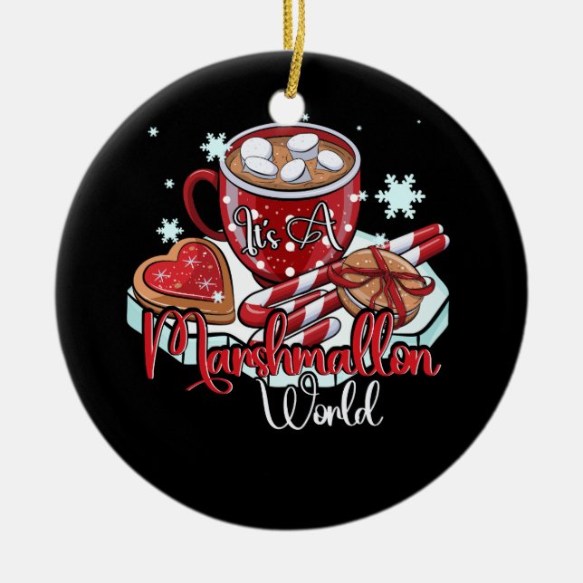 Es ist ein Marshmallow World Frohe Weihnachts heiß Keramik Ornament (Vorne)