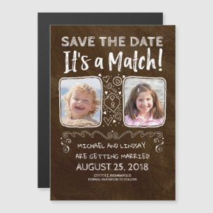 Es ist ein Match - Funny Save the Date Foto Magneteinladung
