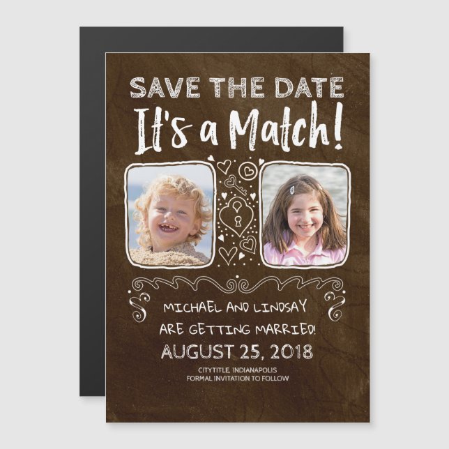 Es ist ein Match - Funny Save the Date Foto Magneteinladung (Vorne/Hinten)