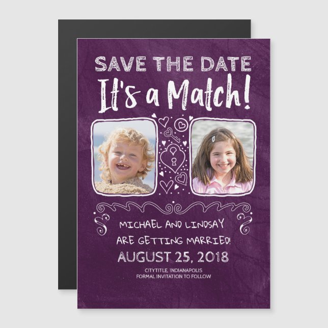 Es ist ein Match - Funny Save the Date Foto Magneteinladung (Vorne/Hinten)