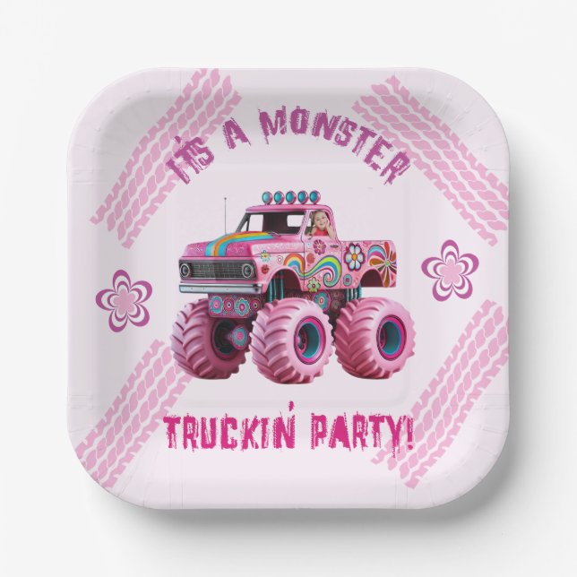 Es ist ein Monster Truckin' Party Custom Foto Pappteller (Vorderseite)