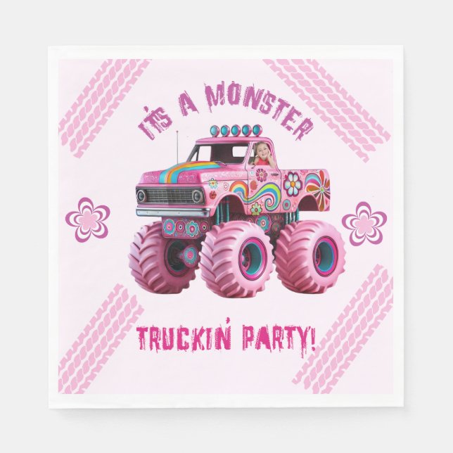 Es ist ein Monster Truckin' Party Custom Foto Serviette (Vorderseite)