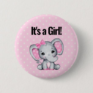 Es ist ein Niedlicher Girl Pink Baby Elephant Button